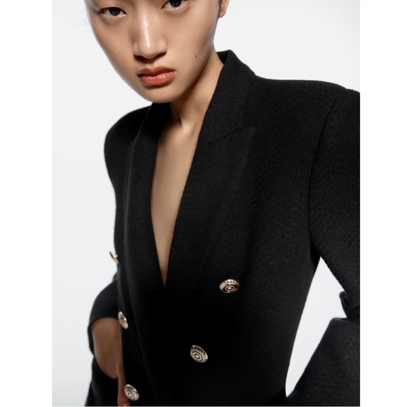 ZARA | NWT BLACK DOUBLE BREASTED LONG BLAZER - Picture 9 of 13